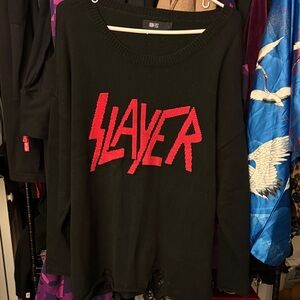 Iron Fist Slayer Graphic Sweater Distressed Punk Goth Grunge Metal Black